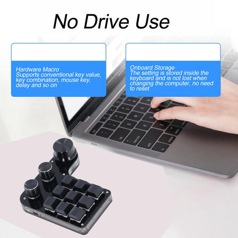Walfront USB Mini Macro Mechanical Gaming Keyboard 9 Keys 3 Knobs RGB LED Programmable Knob Function Custom Range Macro Pad RGB Keypad for Games
