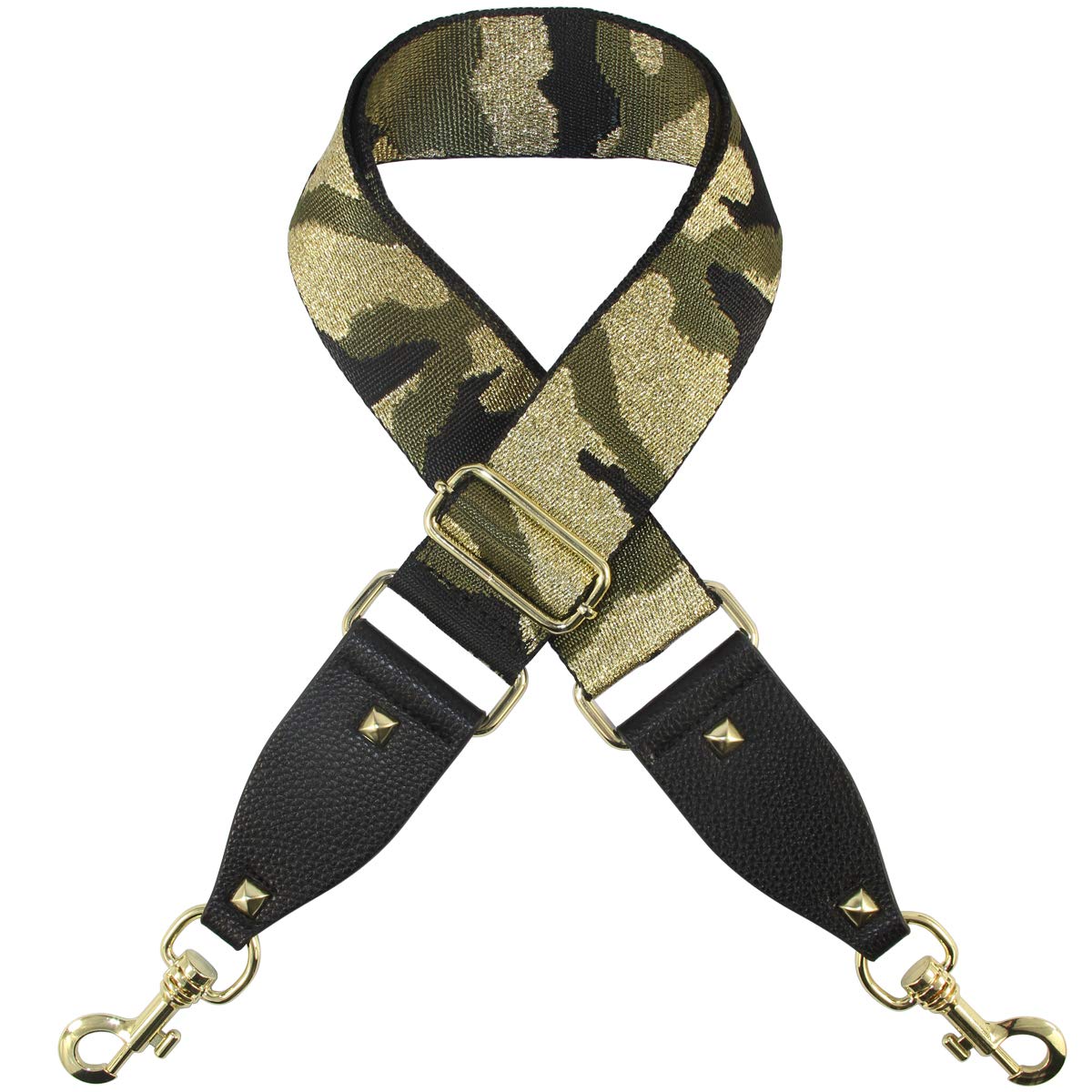 Duwi Wide Purse Strap Multicolor Striped Guitar Style Strap Adjustable Canvas Crossbody Bag Strap(black,golden,camouflage)