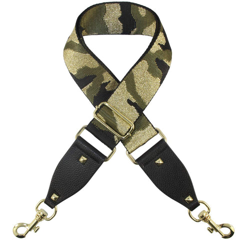 Duwi Wide Purse Strap Multicolor Striped Guitar Style Strap Adjustable Canvas Crossbody Bag Strap(black,golden,camouflage)