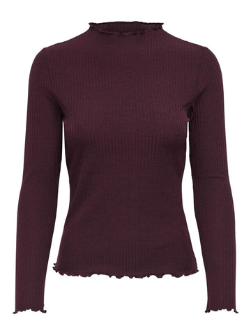 ONLY Women's ONLEMMA L/S HIGH Neck TOP NOOS JRS, Madder Brown, Large