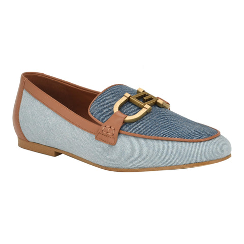 Guess Women's Isaac Loafer, Light Blue Denim 450, 5