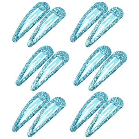 ZEVONDA Glitter Hair Snap Clips - Metal Hair Clips Colorful Glitter Sequin Hair Clips Barrettes Hair Styling Accessories for Toddlers Kids Girls Women, Blue *12
