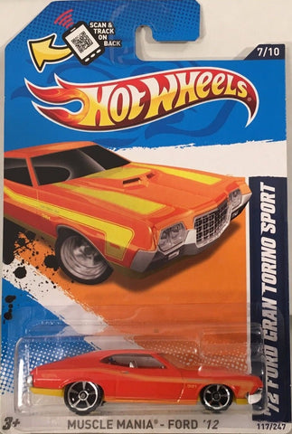 2012 Hot Wheels Walmart Exclusive Muscle Mania - '72 Ford Gran Torino Sport (Orange)