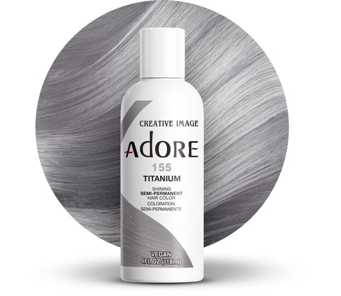 Adore Semi Permanent Hair Color - Vegan and Cruelty-Free Silver Hair Dye - 4 Fl Oz - 155 Titanium (Pack of 1)