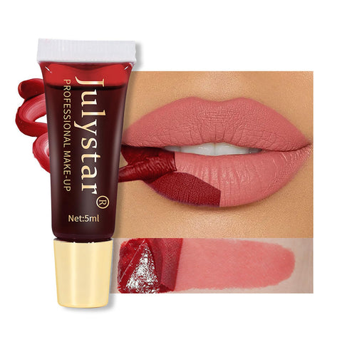 Easilydays Peel Off Lip Stain Lips Tint, 6 Colors Tattoo Magic Color Matte Nude Natural Lip Gloss, Long Lasting Nonstick Cup Tear Off Colored Lipstick Stains Tinted Makeup for Women and Girls (#02)