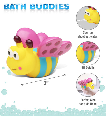 DolliBu Butterfly Bath Buddy Squirter - Floating Colorful Butterfly Rubber Bath Toy Fun Water Squirting Bathtime Play for Toddlers, Toy for The Bathtub, Beach & Pool