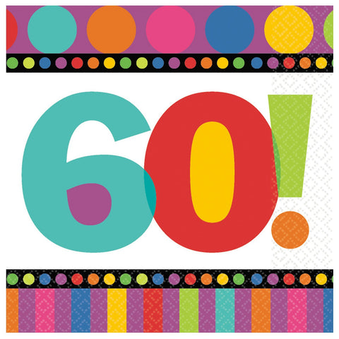 Amscan Dots and Stripes Birthday 60 Lunch Napkins (16)