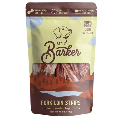 Beg & Barker Pork Jerky for Dogs (10 oz, Pack of 1) - Dog Training Treats - Natural Dog Treats Made in The USA - Grain Free, Diabetic-Friendly, High Protein, Sugar-Free (Pork Dog Jerky)