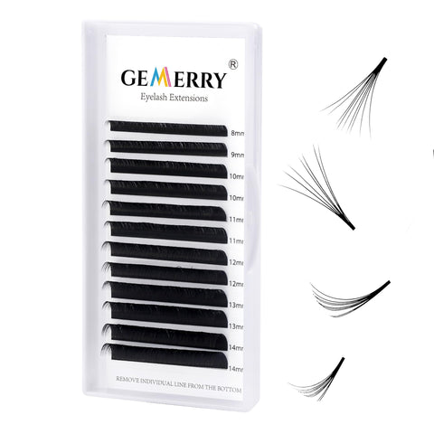 Volume Eyelash Extensions .05 .07 Easy Fan lashes D Curl 8-14mm Mixed Tray 3D 5D 6D 8D 10D Self Fanning Russian Mega Volume Lashes Professional by GEMERRY (0.05-D Curl-Mix)