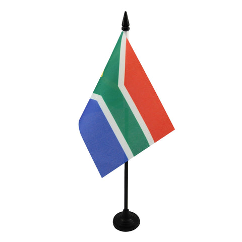 South Africa Table Flag 4'' x 6'' - South African Desk Flag 15 x 10 cm - Black plastic stick and base - AZ FLAG