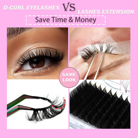 10 Pairs Russian Strip D Curl Lashes 15mm Fake Faux Mink Lashes that Look Like Extensions Curly Volume Cat-Eye Lashes Wispy Flu-ffy Eyelashes(10P-D-S016)