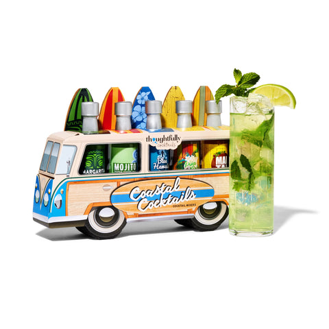 Thoughtfully Cocktails, Woody Bus Cocktail Mixer Gift Set, Vegan and Vegetarian, Flavors Margarita, Mojito and More, Set of 5 (Contains NO Alcohol)