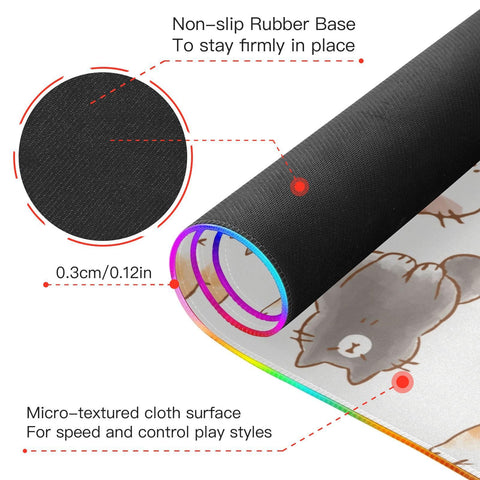 Cartoon Cats Wireless Charging Mouse Pad for Mobile Phone Extra Large Gaming Mousepad with 13 Lighting Modes Mouse Mat for Gaming MacBook PC Laptop Desk Office Home