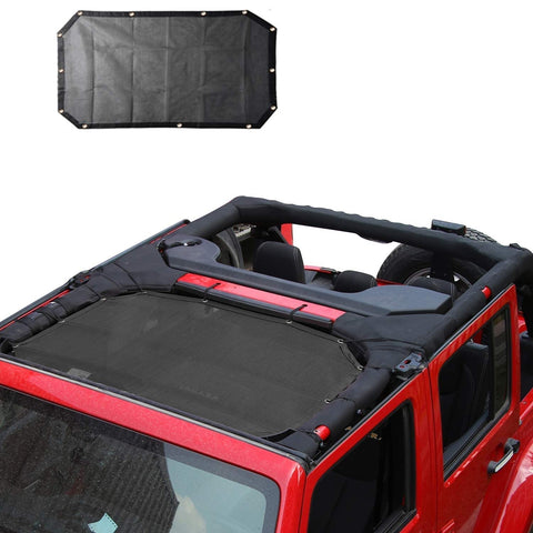 Mesh Sunshade Bikini Top Sun Shade UV Protection for 2007-2018 Jeep Wrangler JK JKU 2 Door 4 Door (Plain Black)