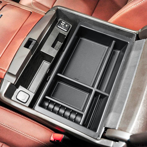 TACOBRO Center Console Organizer Compatible with 2014-2018 GMC Sierra 1500 /Chevy Silverado 1500 Accessories 2015-2020 Yukon XL/Tahoe Suburban Insert Tray Armrest Storage ABS Plastic, Black