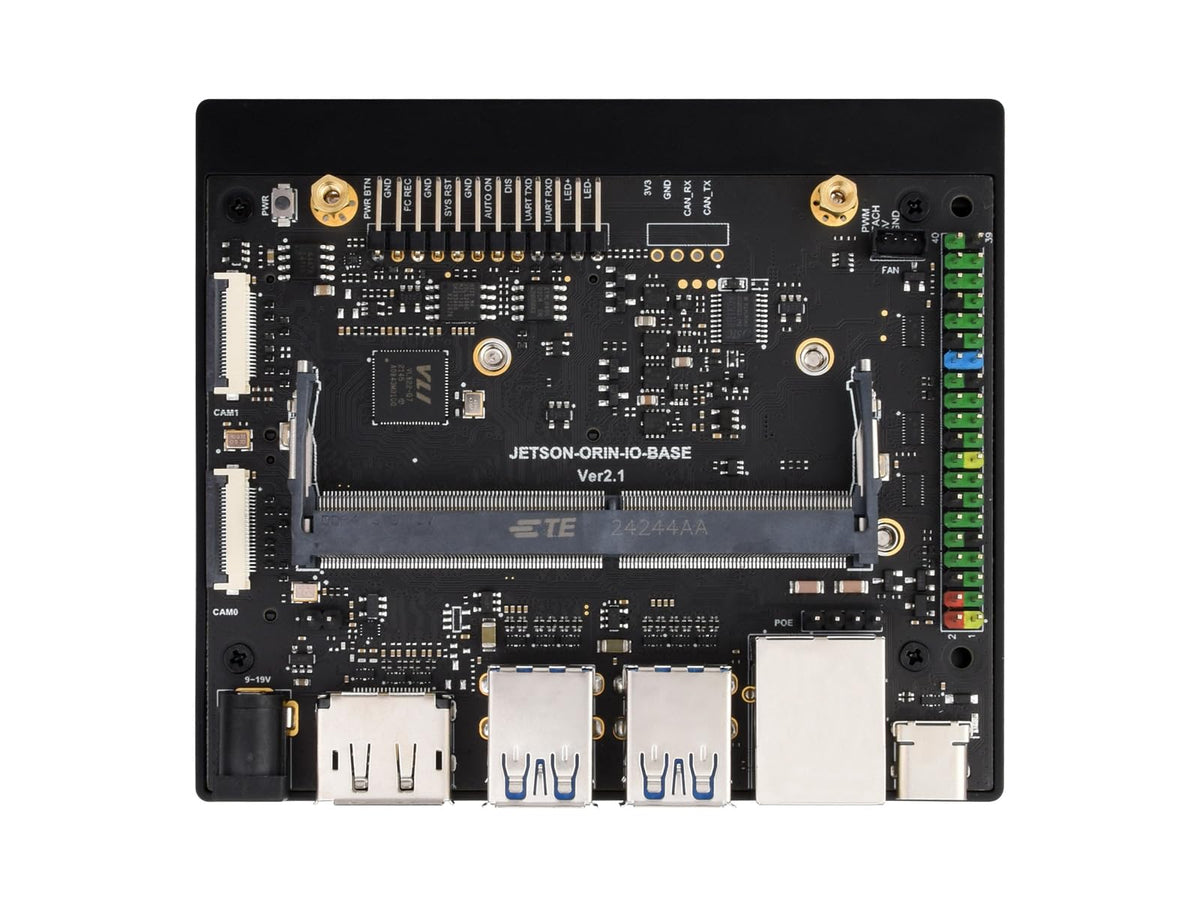 Waveshare Jetson Orin Nano/NX AI Development Board, with Two 4-lane CSI Ports, Two M.2 Key M and One M.2 Key E Ports, 5 USB Ports, 4K High-definition DisplayPort Port, compatible with Orin Module