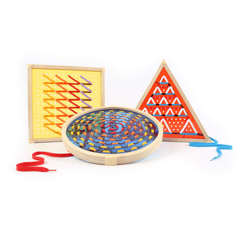 Guidecraft Jumbo Geo Lacing - Early Development and Manipulative Preschool Toys, Geometric Boards & Multi-Colored Laces