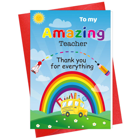 D24TIME Teacher Appreciation Card Gifts for Women Men Rainbow Thank You Teacher Greeting Cards from Students End of Year Teacher Gift Graduation Retirement Card with Envelope Thank You for Everything