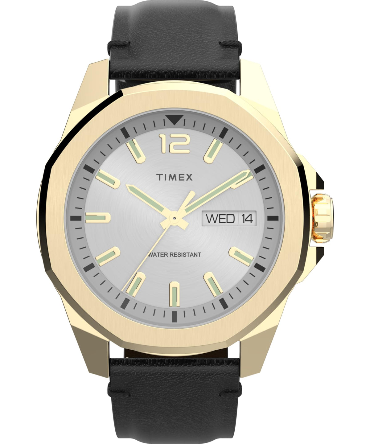 Timex Men's Essex 46mm Watch - Black Strap White Dial Gold-Tone Case