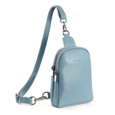 befen Crossbody Bag, Genuine Leather Waist Pack for Women, Small Air Force Blue