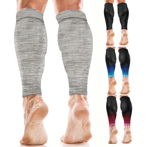 aZengear Calf Compression Sleeves for Men & Women - Shin Splint and Calf Support Brace - Compression Calf Guards - Leg Sleeves for Torn Muscle Cramps (L-XL, Mixed Grey)