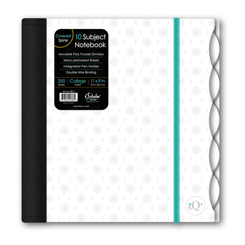 iScholar iQ Poly Fashion Cover 10 Subject Notebook, College Ruled, 11" x 8.5", 250 Sheets, Designs Will Vary (58913) - Fashion Print Light