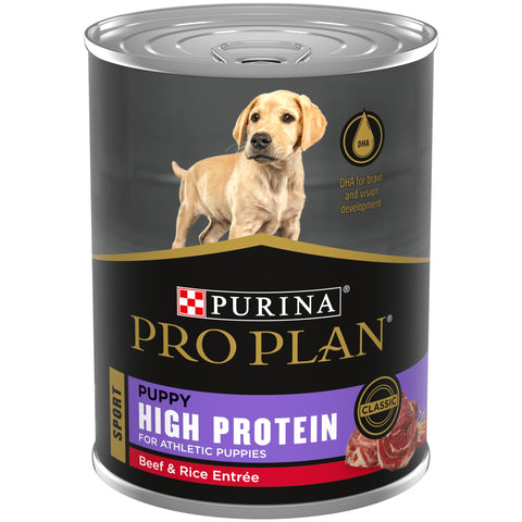 Purina Pro Plan Sport High Protein Puppy Food Beef & Rice Wet Formula - (12) 13 oz. Cans