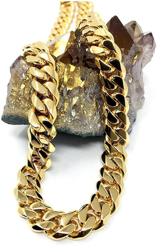 11MM 18K Gold Cuban Link Chain Necklace for Men/Women Real 11MM 18K Diamond Cut Heavy w Solid Thick Clasp Hip Hop (24)