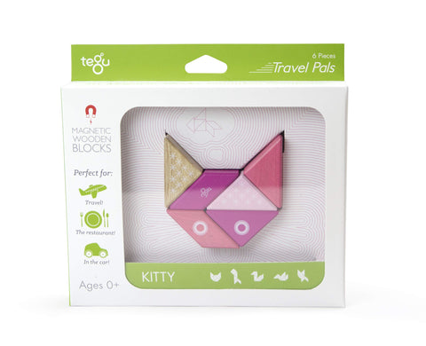 6 Piece Tegu Travel Pal Magnetic Wooden Block Set, Kitty