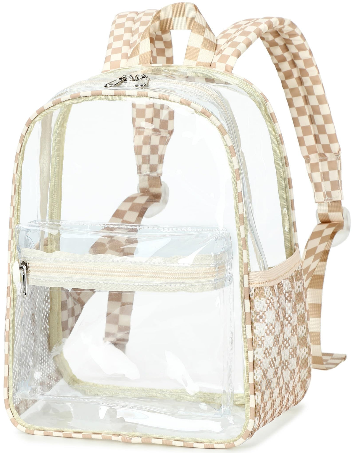 Clear Mini Backpack Lightweight See Through Bookbag Small Transparent Bag for School Work Sports Stadium Security