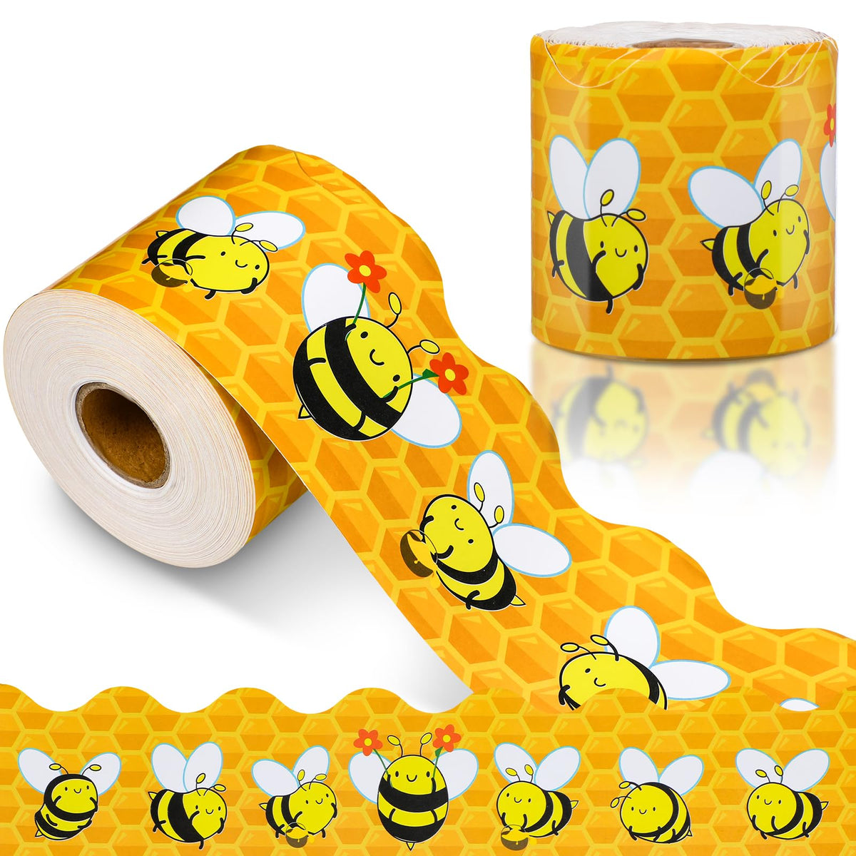 Spiareal 68.9 Feet Bee Border Bulletin Board Border Flower Beach Sun Eucalyptus Paw Flag Hat Balloon Sailboat for Classroom Boards Wall Decor