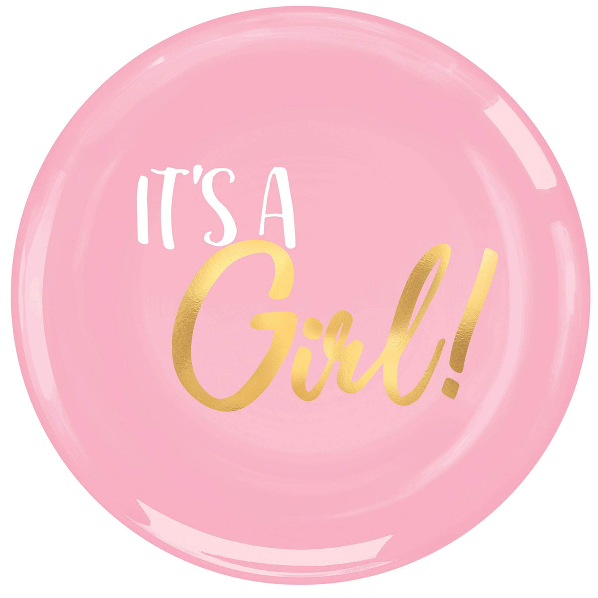 Amscan Dazzling It's a Girl Pink Coupe Plates, 7.5" - 20-Pack | Hot-Stamped Plastic Tableware Perfect for Baby Shower & Gender Reveal Parties