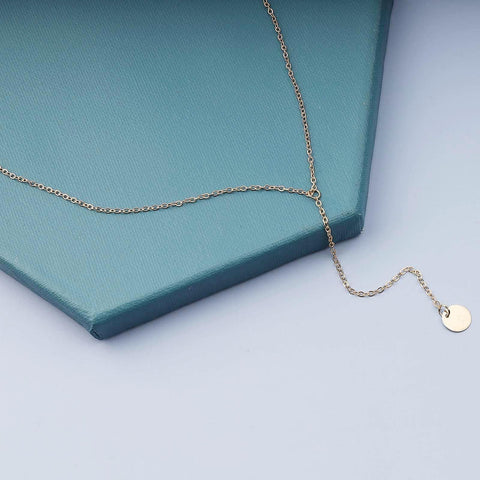 Yheakne Boho Coin Disc Necklace Gold Long Y Lariat Necklace Disc Y Drop Necklace Trendy Minimalist Everyday Necklace Jewelry for Women and Girls