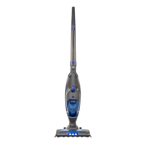 Russell Hobbs Cordless Upright Stick Vacuum Cleaner Bagless 2 in 1 Grey and Blue 600W 2 Speed Settings 60 min Run Time, for Carpets & Hard Floors with Crevice & Brush Tool, 2 Year Guarantee RHSV2211