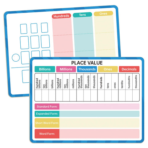 Dry Erase Place Value Whiteboard, 9" x 12" Double Sided Place Value Chart,Engage with Place Values from Billions to Decimals for Math Manipulatives, Learning Tool for Students & Kids