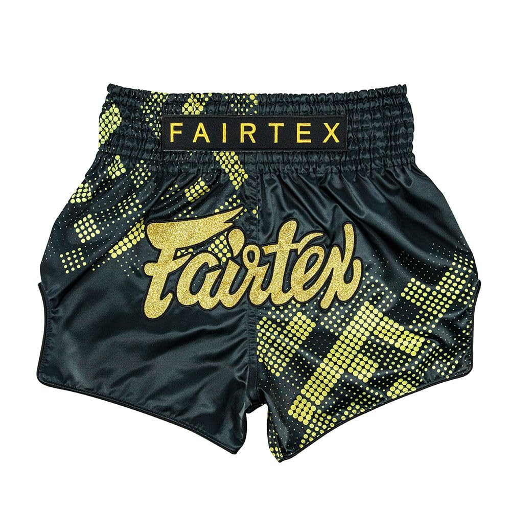Fairtex Slim Cut Muay Thai Boxing Shorts (Heart of Gold, 3X-Large)