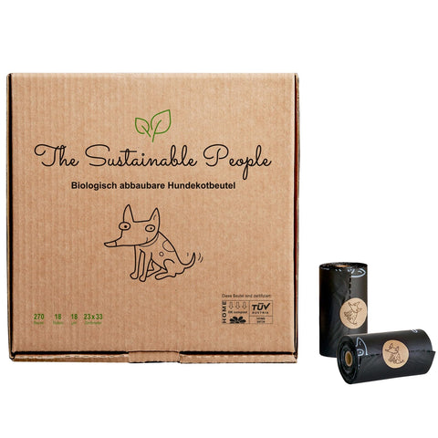 TSP Premium Poop Bags - Starch Based - 100 % Compostable and Biodegradable, certified OK compost HOME and EN13432 (no OXO, free from d2w, epi and PE) - Extra Large (9 x 13 Inches) (18 rolls (270 bags)