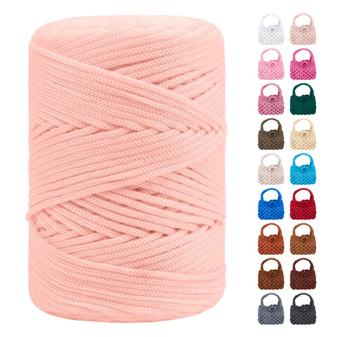 LEREATI Polyester Macrame Cord 3mm x 185yards, Braided Macrame Cord Polypropylene Silk Cord, Crochet Bag Polyester Yarn for Crocheting, Bag, Wall Hangings, Rug, DIY Crafts (Chrysanthemum Pink)