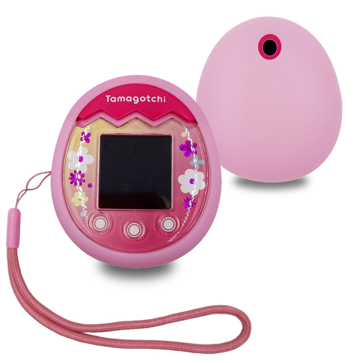 LeoTube Silicone Shell Cover and Lanyard for Tamagotchi Pix Interactive Pet Machine with Camera, Compatible New Tamagotchi Pix Electronic Pet Accessory (Pink)