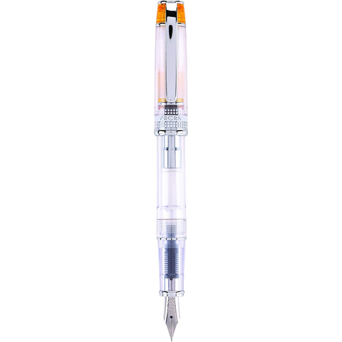 PILOT Prera Fountain Pen, Clear Barrel with Orange/Silver Accents, Fine Nib (60814)