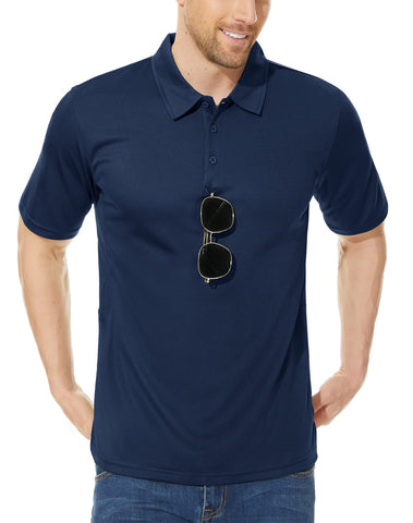 TACVASEN Lightweight Polo Shirts for Men Short Sleeve Work Polo T-Shirt Quick Dry Golf Tops Tactical Combat Shirt Navy Blue,3XL
