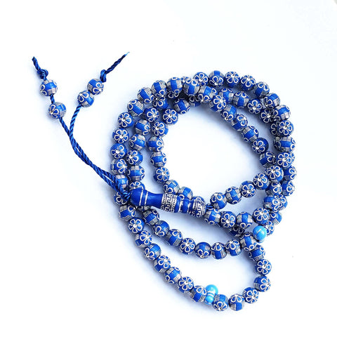 8mm Tasbih Prayer Beads Islamic Prayer Rosary Beads Muslim Islam Misbaha Tasbeeh Sibha 99 Prayer Beads Necklace Hand Bracelets (Blue)