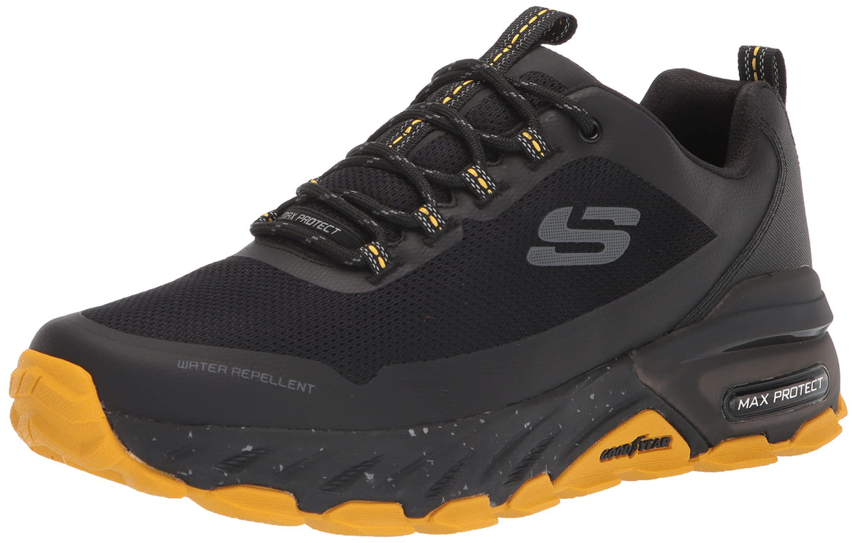 Skechers Men's Max Protect Liberated Lace-up Sneaker Oxford, Black/Yellow, 10