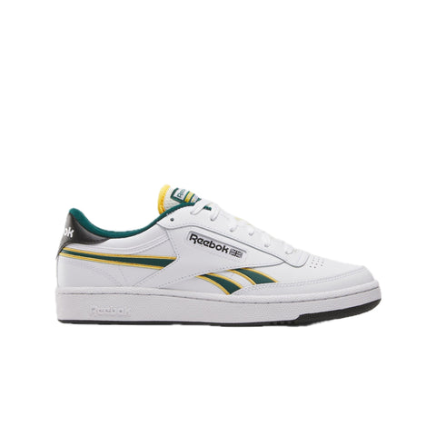 Reebok Unisex Club C Revenge Sneaker, White/Fierce Gold/Collegiate Green, 10 US Men