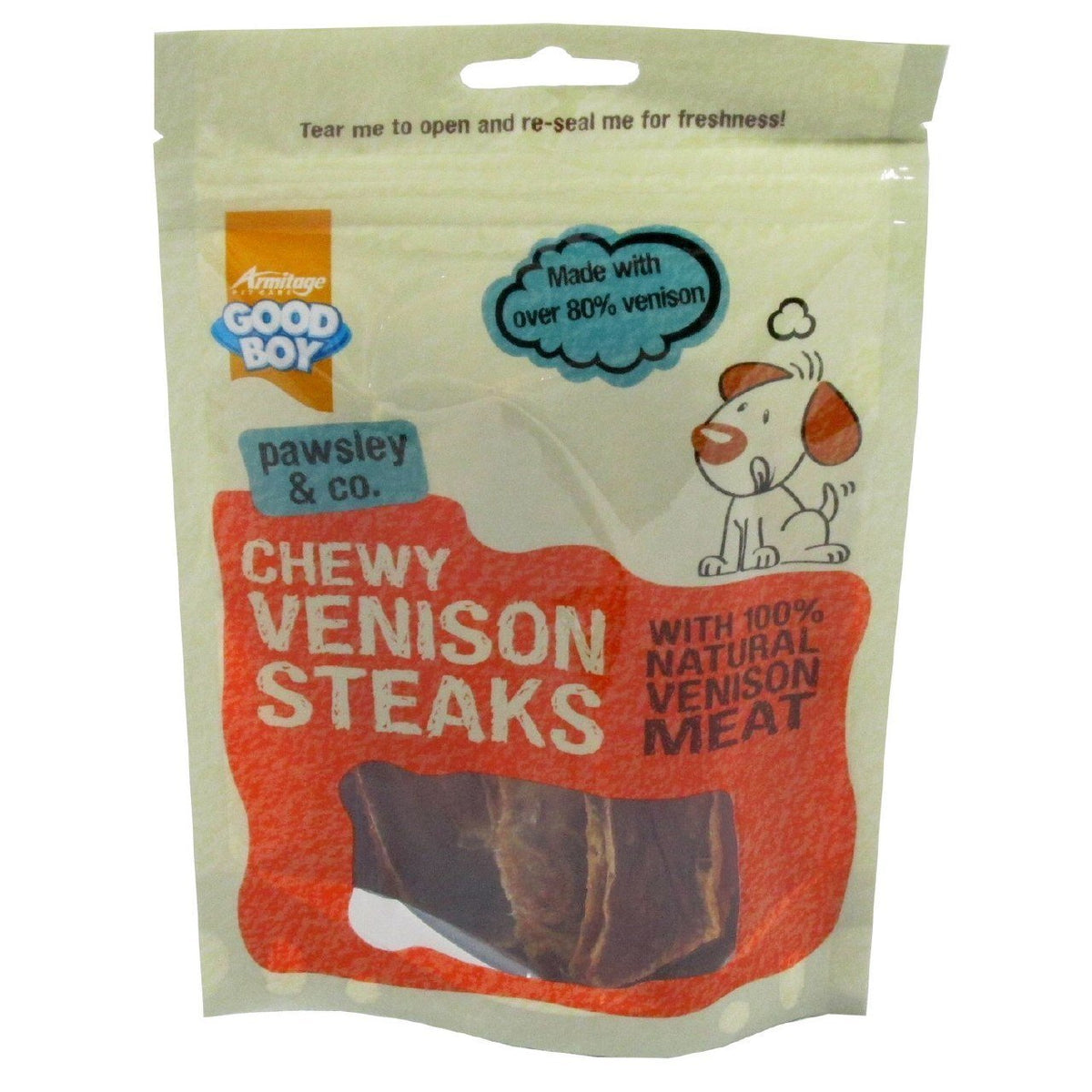 3X Good Boy Pawsley & Co Chewy Venison Steaks 80g