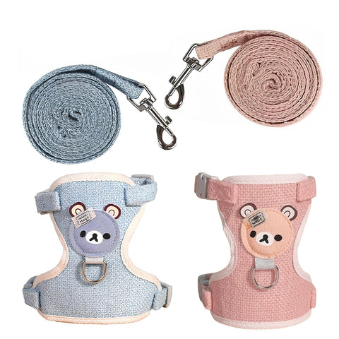Anseom 2 Pieces Adjustable Rabbit Leash, Adjustable Rabbit Lead Pet Harness Adjustable Rabbit Harness Elastic Lead for Cats Bunny Dogs Other Small Animals Walking Outdoor(Pink, Blue)