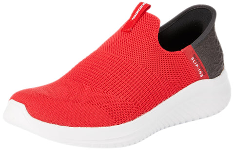 Skechers Boy's Ultra Flex 3.0-Smooth Step Sneaker, Red/Black, 2 Little Kid