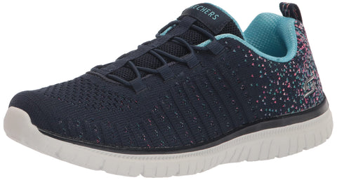 Skechers Women's Virtue Sneaker, Navy/Blue, 12 Wide