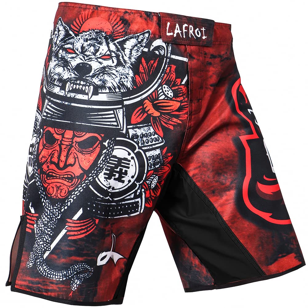 LAFROI Mens MMA Cross Training Boxing Shorts Trunks Fight Wear with Drawstring and Pocket-QJK01 Warrior Size LG