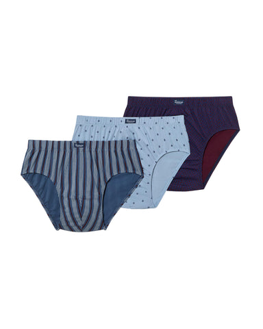 Abanderado Men's Printed Essential Semi-Short Slip, Wine Blue Mix, 40 (Pack of 3)